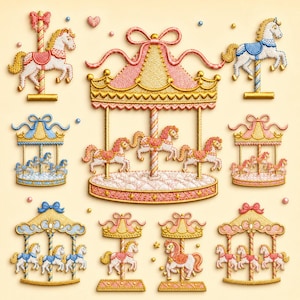 Baby Carousel Horse Embroidery Designs, Nursery Decor, Machine Embroidery Files (PES JEF DST)