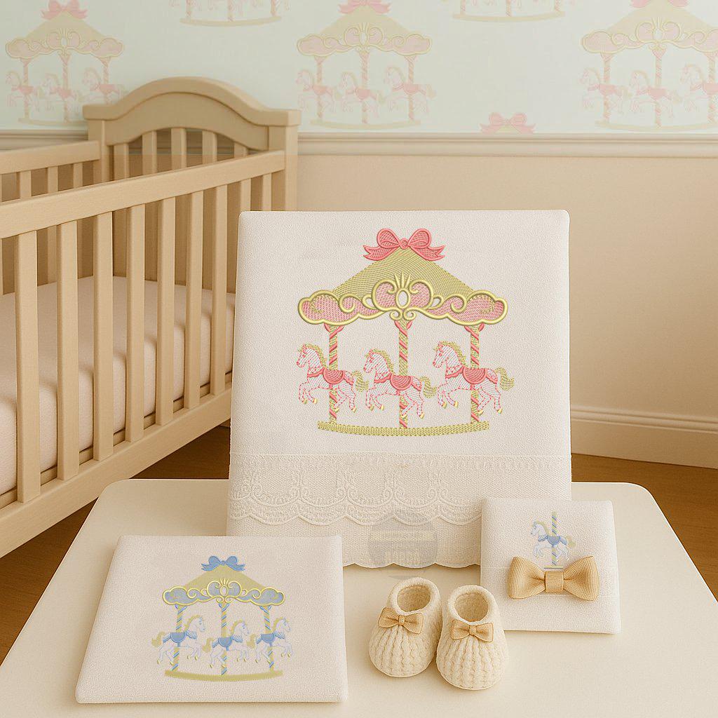 Baby Carousel Horse Embroidery Designs, Nursery Decor, Machine ...