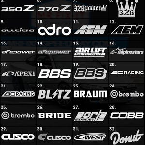 Custom Sponsor Decals (150+ Brands) | JDM Drift Race Car Windshield Banner Vinyl Stickers