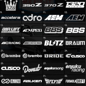 Custom Race Car Sponsor Decals (100+ Brands) | Drift & JDM Windshield Banner | Car Window Vinyl Stickers