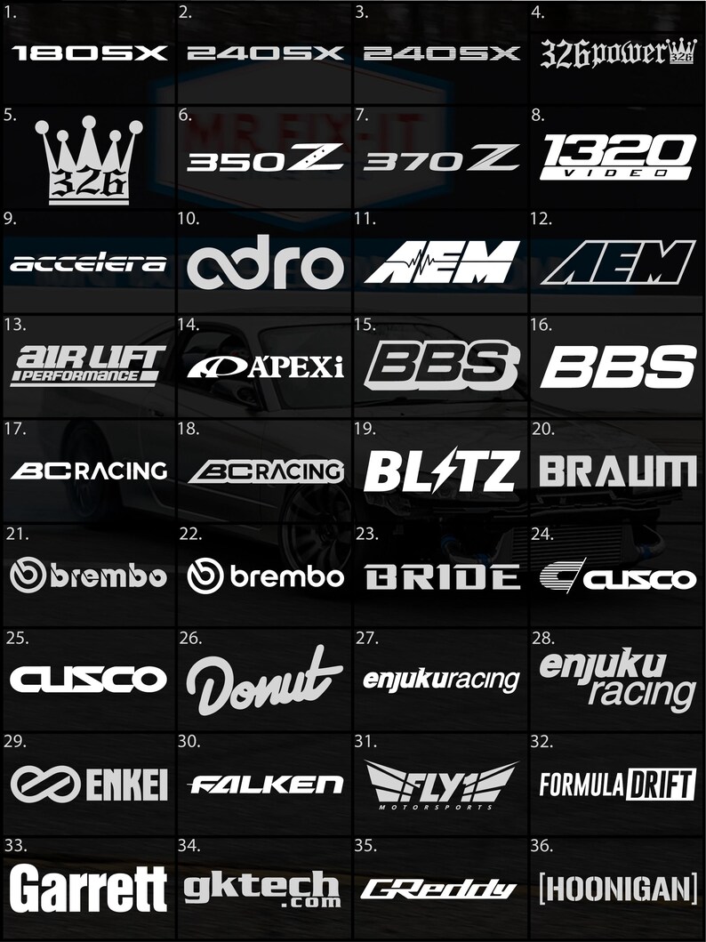 Custom Race Car Sponsor Decals (100+ Brands) | Drift & JDM Windshield ...