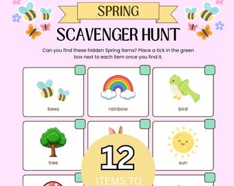 Kids Spring Scavenger Hunt, Picture Clues, Indoor Outdoor Nature Hunt, Toddler Activity, Spring Activity, Daycare Activity, PDF Download
