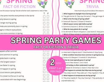 Spring Party Games, Spring Trivia Game, Fact or Fiction Game, Printable Spring Activity, Baby Shower Game, Office Party Game, Game Night