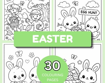 Páginas para colorear de Pascua, Libro para colorear de Pascua, Hojas para colorear de Pascua, Tarjetas para colorear de Pascua, Actividad de Pascua para niños, Conejito de Pascua para colorear