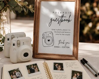 Libro de firmas para bodas Libro de firmas alternativo Polaroid Estación de fotos para bodas Letrero para la recepción de bodas Instax Mesa de recuerdos de boda personalizada