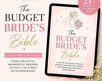 Guía para novias con presupuesto ajustado Lista de verificación para la planificación de bodas Descarga digital en PDF Planificador Libro electrónico Herramienta de IA Chatgpt Plantilla de línea de tiempo asequible Hazlo tú mismo