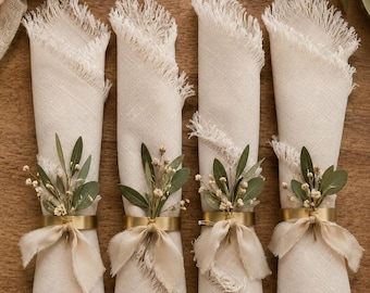 Servilletas de tela para decoración de mesas de boda, servilletas para cenas, servilletas de algodón teñidas a mano estilo rústico, servilletas reutilizables para fiestas y eventos.