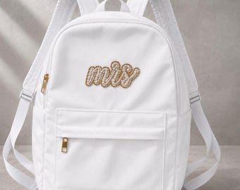 Mochila para novia, bolso de mano de satén blanco, bolso de novia, idea de regalo de boda, bolso de viaje para la novia, bolso para el día de la boda, bolso de fin de semana para la despedida de soltera.