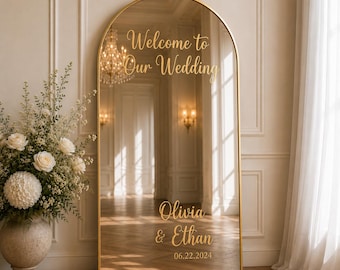 Letrero personalizado para bodas, letrero personalizado de feliz cumpleaños, calcomanía para espejo, decoración de aniversario, regalo del Día de la Madre, vinilo decorativo de pared removible personalizado