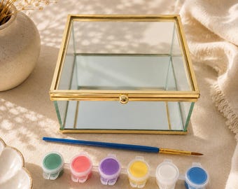 Kit de pintura para joyero DIY, proyecto de manualidades, proyecto de arte para vitrina de vidrio, actividad de pintura con plantilla de flores silvestres, regalo para adolescentes, manualidades para adultos, recuerdo