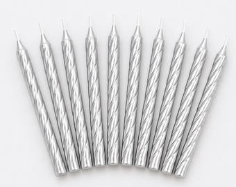 Silver Birthday Candles For Cake Topper Birthday Party Supplies Candles Spiral Silver Decor Boho Birthday Celebration