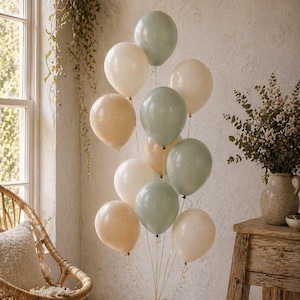 Kit ghirlanda di palloncini verde salvia per baby shower, decorazioni per matrimoni neutri, feste boho, compleanni, eventi nuziali, avorio, crema, beige