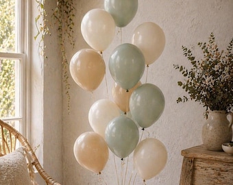 Kit de guirnalda de globos verde salvia para baby shower, decoración de boda unisex, fiesta bohemia, celebración de cumpleaños, evento nupcial, marfil, crema, beige