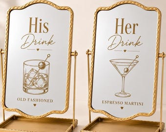 Drink Sign Wedding Signage Custom Text Sign Personalized Decal Elegant Display Vinyl Wording Sign Wedding Mirror Decal Wedding Date Sign