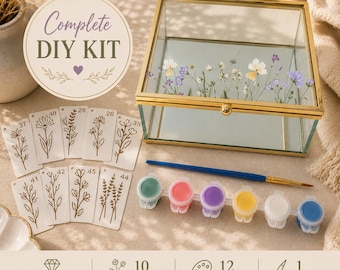Kits de manualidades, kit de bricolaje, idea de regalo para adultos, actividad de manualidades con flores para fiestas, actividad de joyería para mujeres, plato para joyería con manualidades de flores