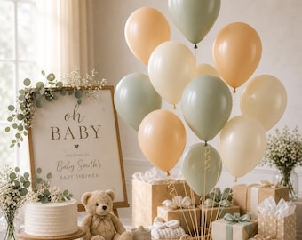 Ballonnen Neutraal Boho Saliegroen en crème ballonnen Genderneutraal Babyshowerversieringen Verjaardagsfeestje Vrijgezellenfeest Decor Minimalistisch