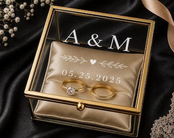 Caja de cristal personalizada para anillos de boda: Soporte personalizado para anillos de oro