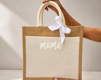 Bolso de mano para mamá, bolso de hospital para mamá, ideas de regalo para baby shower, regalo para mamá primeriza, bolso de mano bordado para mamá, bolso de playa neutro, bolso de mano para mamá de todos los días