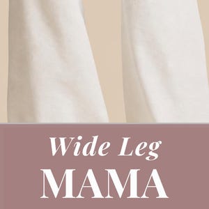 Puede incluir: Pantalones de ch&aacute;ndal color crema de pierna ancha con la palabra "MAMA" impresa en letras negras grandes en la parte trasera. La imagen tambi&eacute;n muestra una sudadera con capucha negra con "MAMA" en la espalda. El texto "Wide Leg MAMA Sweatpants" tambi&eacute;n es visible.