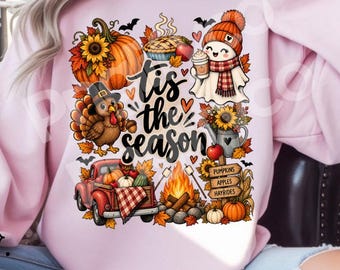 Fall PNG | Tis The Season PNG | Autumn Sublimation Design | Thanksgiving PNG | Pumpkin Turkey Fall Clipart | Cozy Autumn