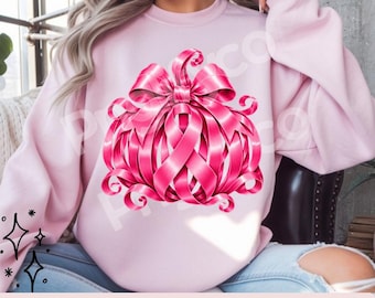 Pink Ribbon Pumpkin PNG | Breast Cancer Awareness Ribbon | Pink Halloween Pumpkin Sublimation | Breast Cancer Support PNG