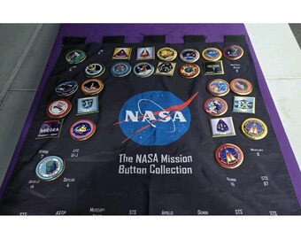 Collection de boutons de mission VTG de la NASA, bannière de la navette spatiale Apollo Gemini Mercury...