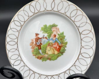 Assiette décorative pour couple en porcelaine du Japon occupé vintage