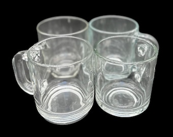Lot de 4 tasses à café Krups vintage en verre transparent, France 11 oz