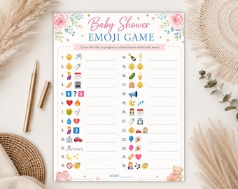 Gra Emoji na Baby Shower, Gra Emoji na Baby Shower, Gra Emoji dla niemowląt, Gra Emoji z frazami dla niemowląt, Gry na Baby Shower do druku, Emoji dla niemowląt