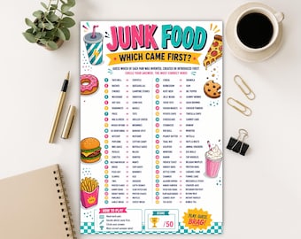 Gra quizowa „Śmieciowe jedzenie, które było pierwsze”, Wieczór gier quizowych, Gry przełamujące lody, Gry dla osób starszych, Gry na piżamę, Gra dla seniorów