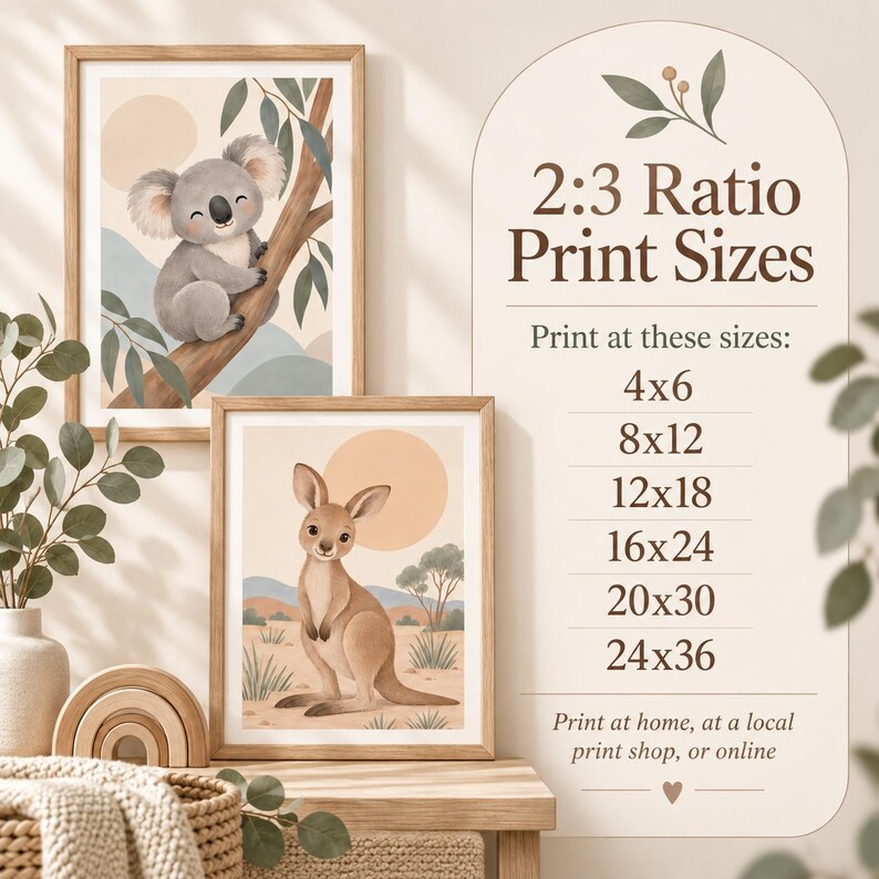 Australian Animal Nursery Wall Art Set of 9, Printable Koala Kangaroo ...
