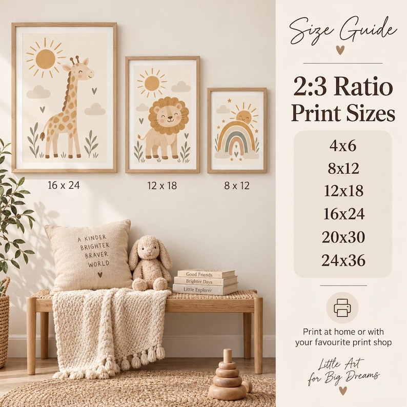 Neutral Safari Nursery Wall Art Set of 9 | Boho Animal Prints | Instant ...