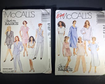 Vintage McCall’s 8187-7413 Fashion Basics Sewing Patterns – Women’s Suits & Loungewear Set