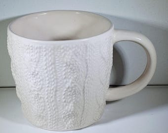 Starbucks 2008 Cable Knit Mug | Cozy Sweater Embossed Ceramic Cup