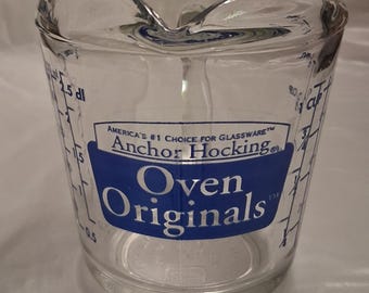 Vintage Anchor Hocking Oven Originals Glass Measuring Cup | Retro Farmhouse Kitchen Decor