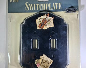 Vintage FIGI Melody Double Switchplate Music Wall Plate Violin French Horn 1999 NIP