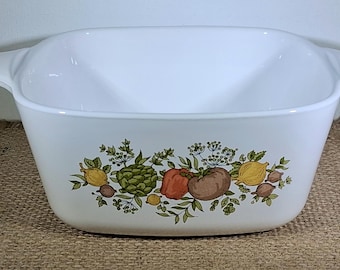 Vintage Corning Ware Spice of Life Casserole Dish – Vegetable Pattern Bakeware