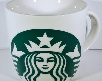 Starbucks 2017 Siren Logo Mug | White Green Ceramic Coffee Cup