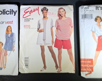 Easy Sewing Pattern Bundle: Tops, Shorts, Vest (Sizes XS-XL) Uncut