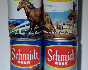 Vintage Schmidt Beer Cans Lot: Western Horse Prairie Scene Collectibles