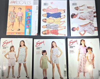 Girls Summer Sewing Patterns Bundle: Dresses, Tops, Shorts (Sizes 4-14, Uncut)