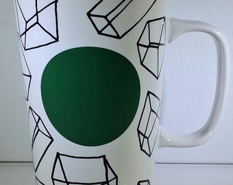 Starbucks 2014 Geometric Crystal Mug | Tall White Ceramic Coffee Cup