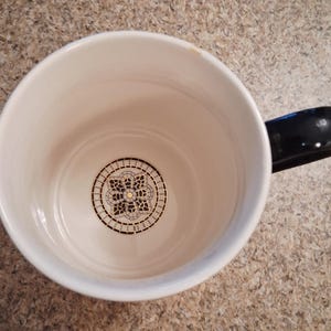 Anthropologie Monogram P Mug, Black Gold Floral Ceramic Coffee Cup image 7