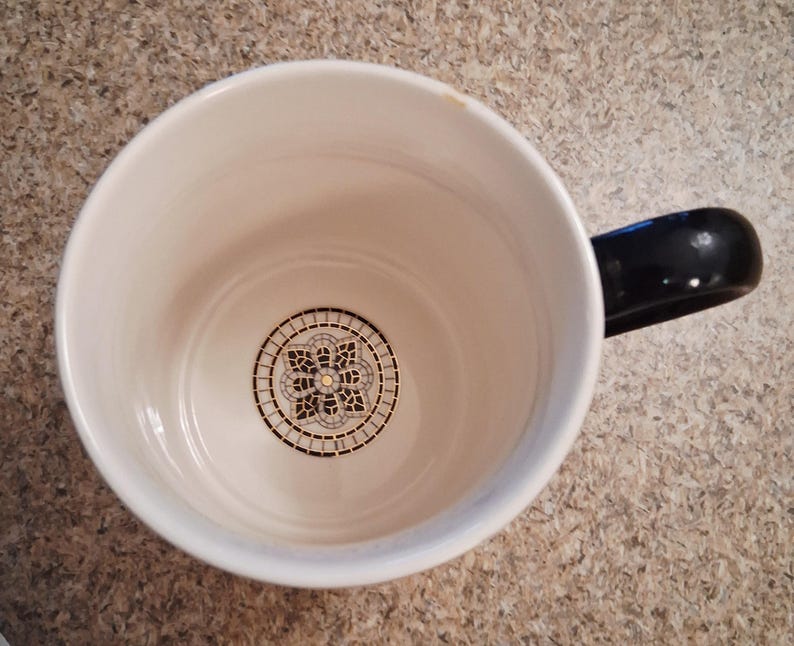 Anthropologie Monogram P Mug, Black Gold Floral Ceramic Coffee Cup image 7