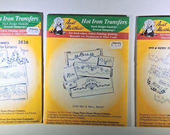 Vintage Aunt Martha Hot Iron Transfers Lot: Hummingbirds, His & Hers Embroidery Patterns