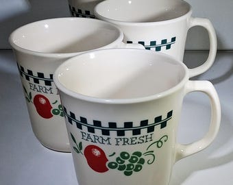 Corning USA Farm Fresh Mugs Set of 4 | Country Fruit Kitchen Farmhouse Style