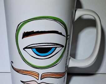Starbucks 2014 Abstract Face Mug – 16 oz Modern Ceramic Coffee Cup