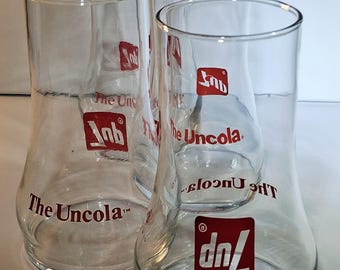 Vintage 7UP "The Uncola" Glasses Set | 1970s Tulip Soda Barware