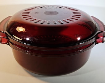 Vintage Tupperware Cranberry Steamer Strainer Set, 9 Inch Round Microwave Bowl Lid