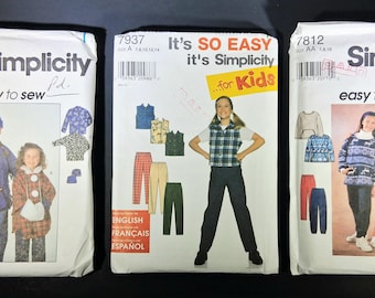 Simplicity Easy Girls Sewing Patterns Bundle: Tops, Jacket, Cape, Vest, Pants (Sizes 7-14)
